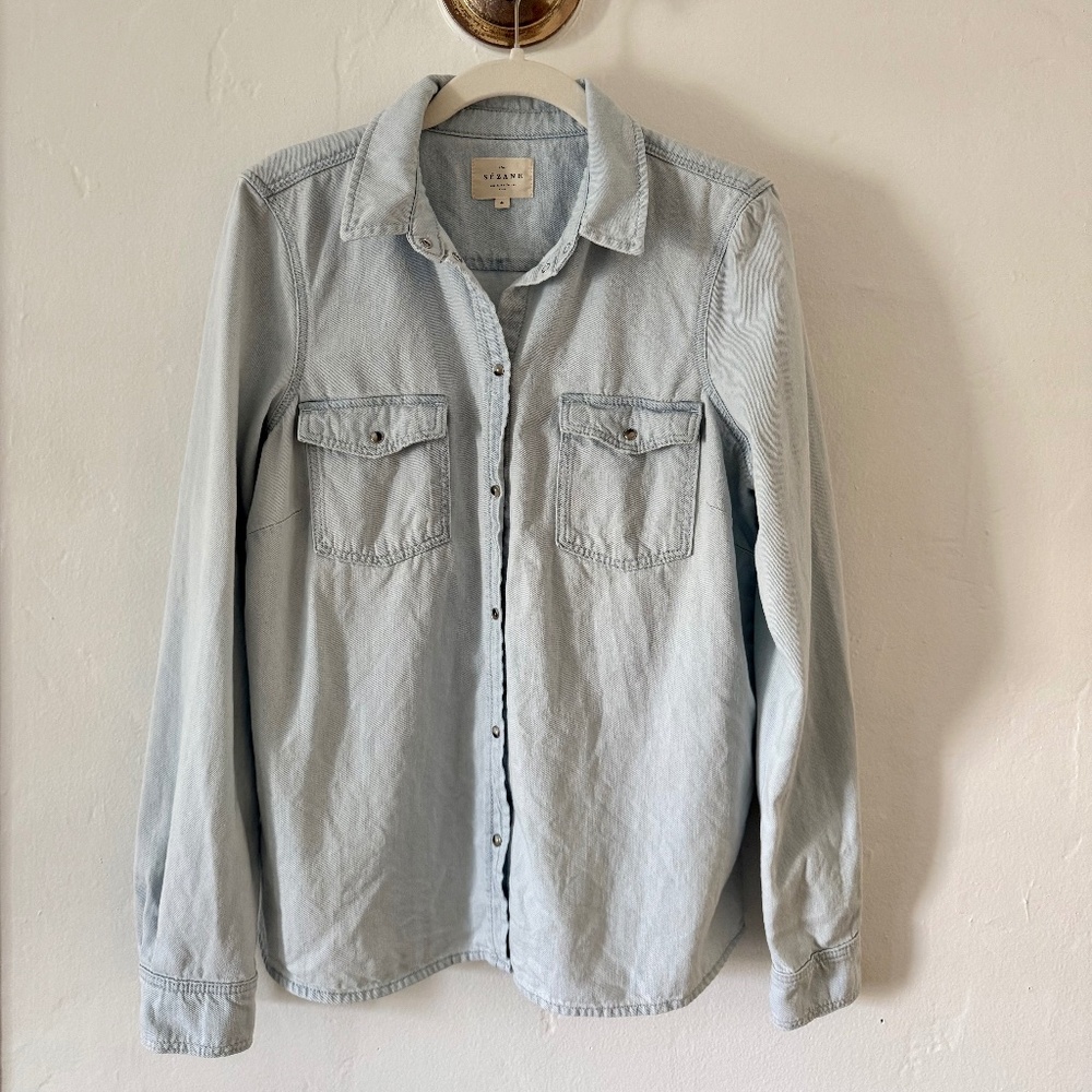 Sezane Rayana Shirt Light Blue Denim - Size 8